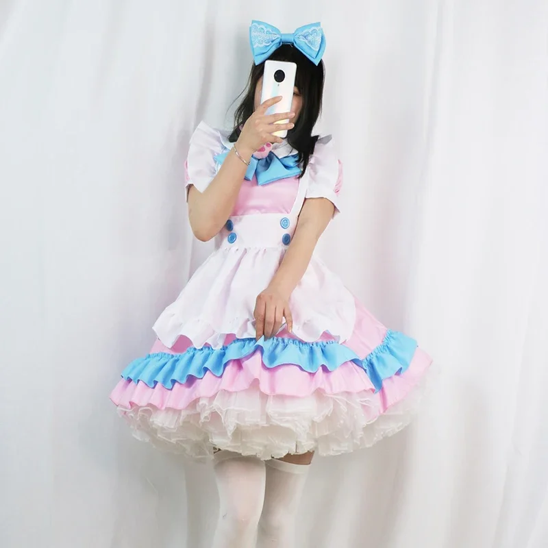 Vestido Lolita de empregada anime para mulheres, roupa cosplay, fantasias de Halloween, vestidos extravagantes, doce amor, diabinho