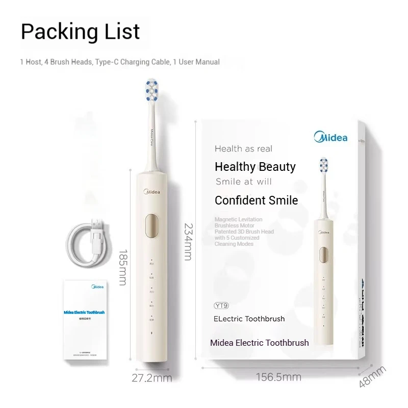 midea-electric-toothbrush-sonic-automatic-rechargeable-dupont-soft-bristle-for-adult-men-women-couple-use