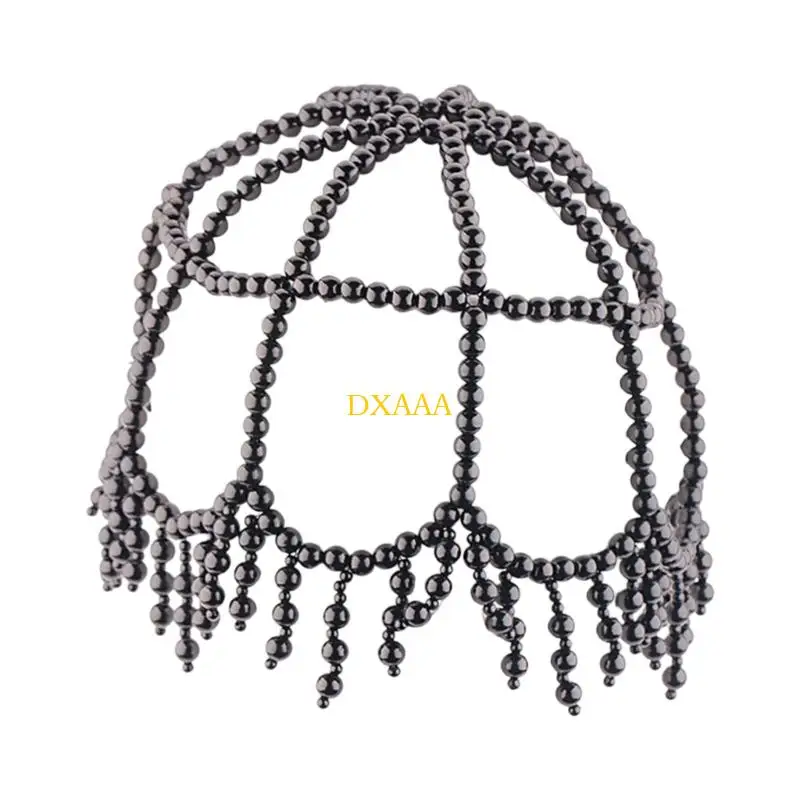 DXAA Handmade Pearls Hat Bridal Lolitas Hoofdkleding Huwelijksceremonie Haaraccessoire