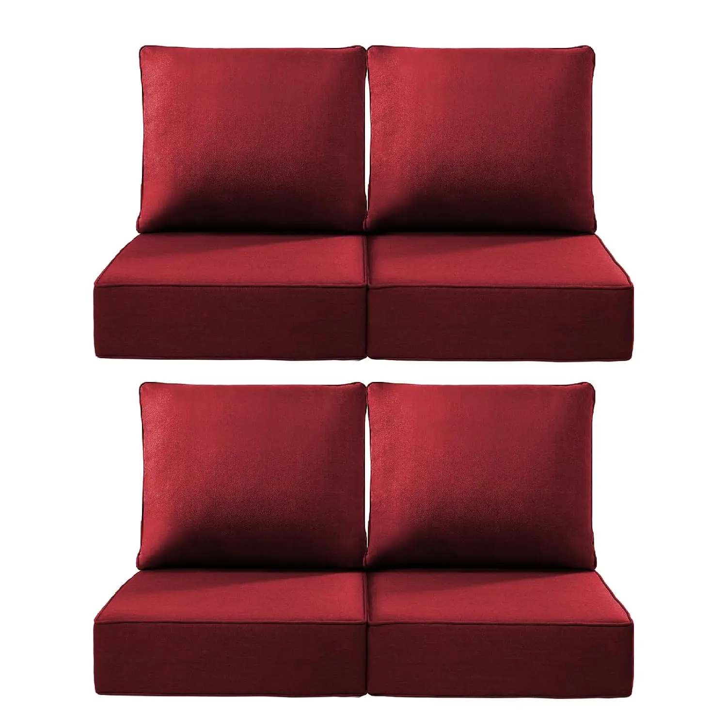 Water-Resistant Outdoor Chair Cushions 4-Pack 22x24/22x25 6-Inch Patio Seat Pads for Dining Rocking Sofa, Red, Customized