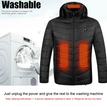 9 Areas Heated Jacket Waterproof Thermal Hooded Coats Electric Heating Jacket Winter Outdoor Body Warmer USB Heated Vest for Men 4