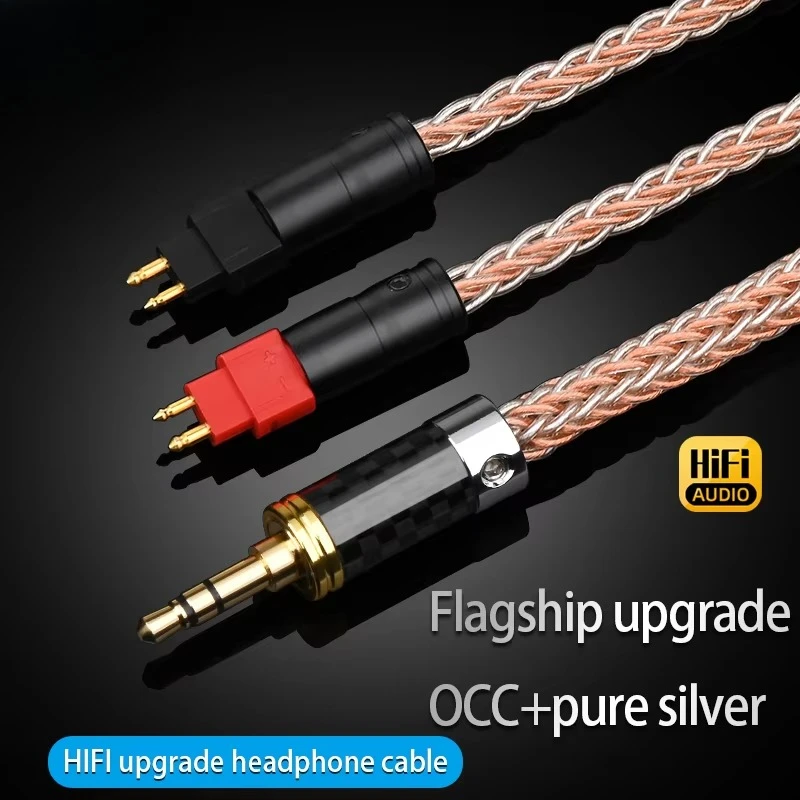 16-Core headphone audio cable upgraded gray/black MMCX/2-pin connector for microphone DVD player