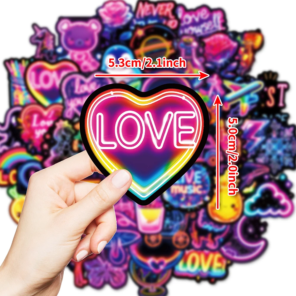 10/30/50pcs Funny Cute Cartoon Neon Graffiti Stickers Decals Laptop Suitcase Notebook Diary Decoration Sticker Kids Classics Toy