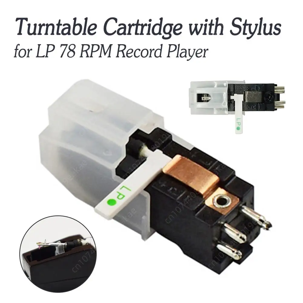 Black Turntable Cartridge Sapphire Dual Needles Stereo Pickup Head Wear-Resistant Replacement for LP 78 RPM Records Accessories