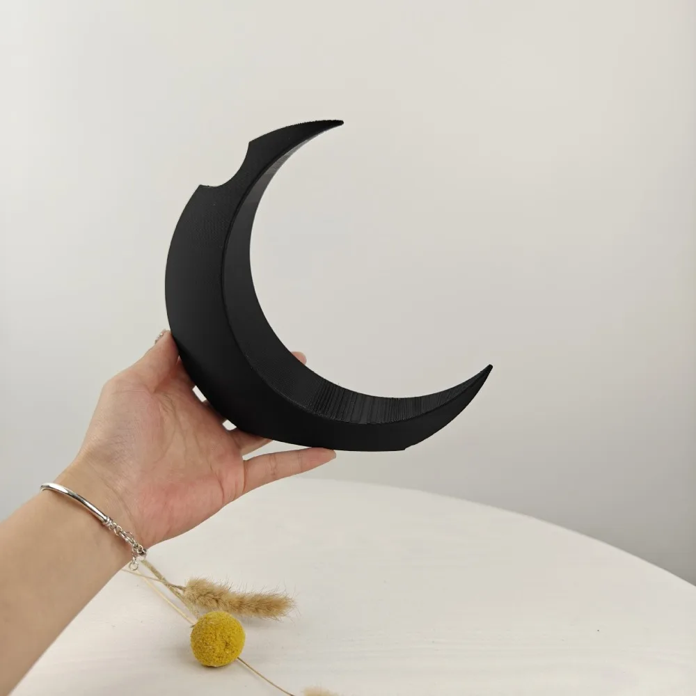 Modern 3D Printed Crescent Moon Shape Vase Gothic Style Plastic Dried Flower Vase Solid Color Decorative Vase Living Room