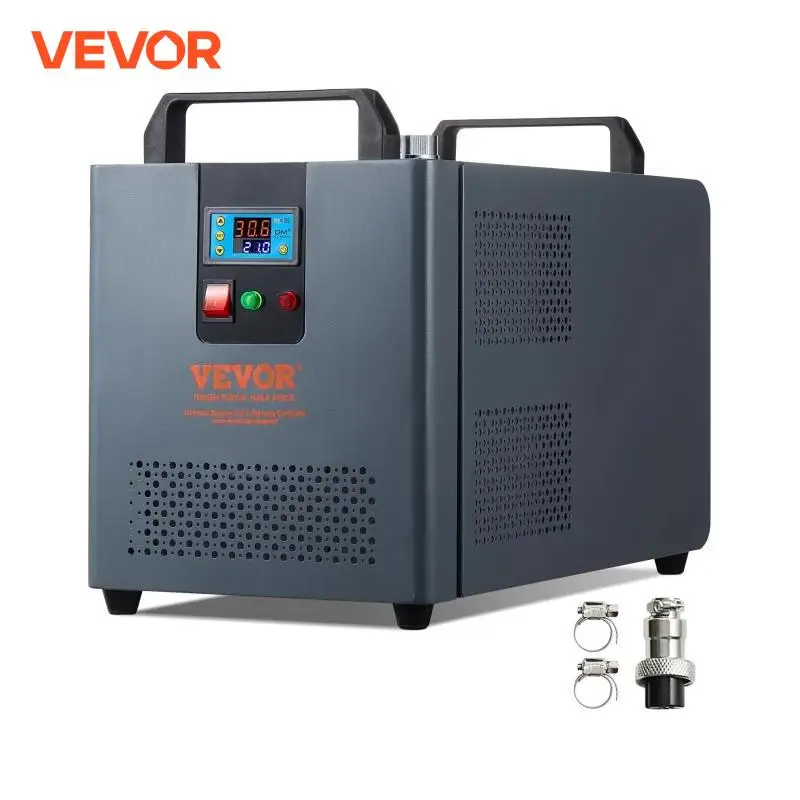 VEVOR เครื่องทําน้ําเย็นอุตสาหกรรม KH-6000 200W พร้อมคอมเพรสเซอร์ถังน้ํา 12 L ความจุ 7.8 L/min สําหรับ CO2 เลเซอร์แกะสลักเครื่อง