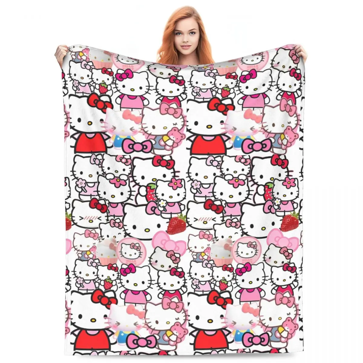 Hello Kitty Super Warm Blanket Girls Boys Travel Throw Blanket Flannel Bedspread For BedroomPrint Sofa Bed Cover