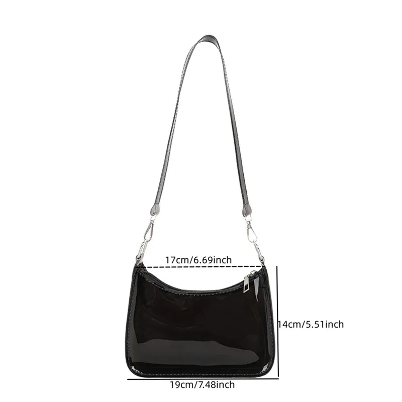 Clear Jelly Shoulder Bag For Women, Y2K Small Zipper Underarm Purses & Fashion Handbag