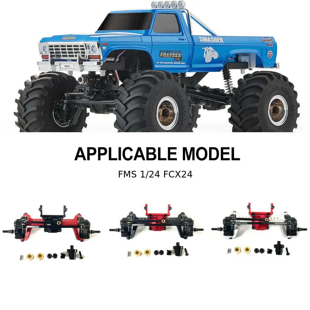 1pcs 1/24 As Roda Depan RC Upgrade Part Aluminium Alloy CNC As Roda Depan RC Untuk FMS FCX24 Suku Cadang Mobil RC Aksesoris Mobil RC Hitam