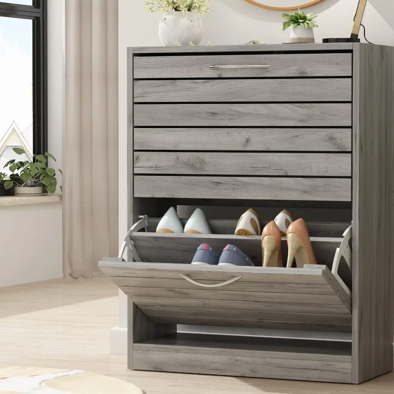 

Shoe Cabinet with Flip Drawers for Entryway, Modern, Freestanding Rack Storage Organizer