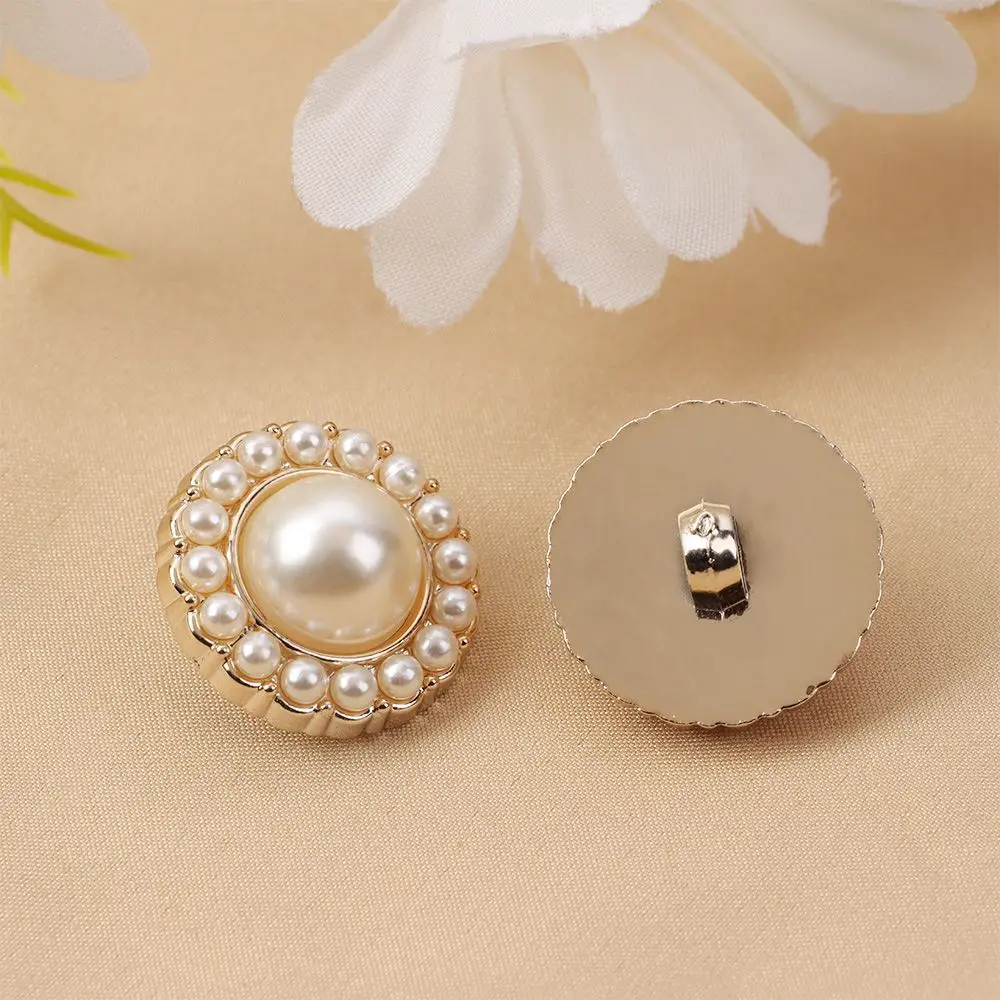 10Pcs Alloy Pearl Clothing Buttons DIY Clothing Sewing Button Needlework Handmade Accessories Decorative Sewing Accessories