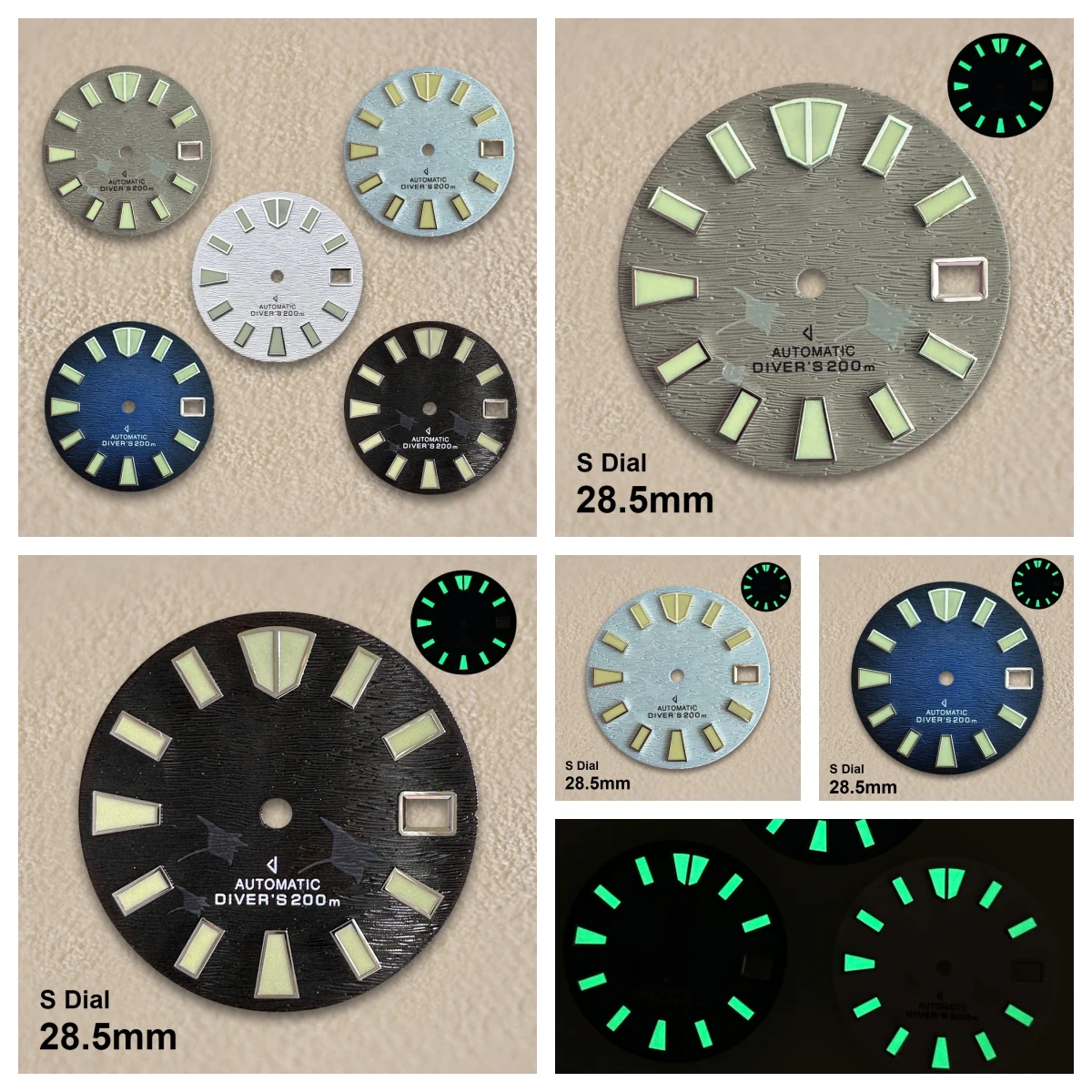 

28.5mm S Logo Peixe Diabo Dial Suitable For NH35/NH36/4R/7S Movement Green Luminous High Quality Watch Modification Accessories