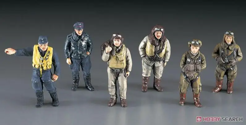 Hasegawa 1/48 WW.II Pilot Figure Set (Japanese German U.S/British Pilot Figures)