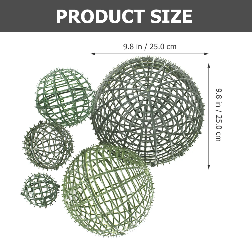 5 Pcs Artificial Plants Flower Shelf Holder Cage Grass Frame Ball Rack Decorative Topiary Stand Balls Green Wedding