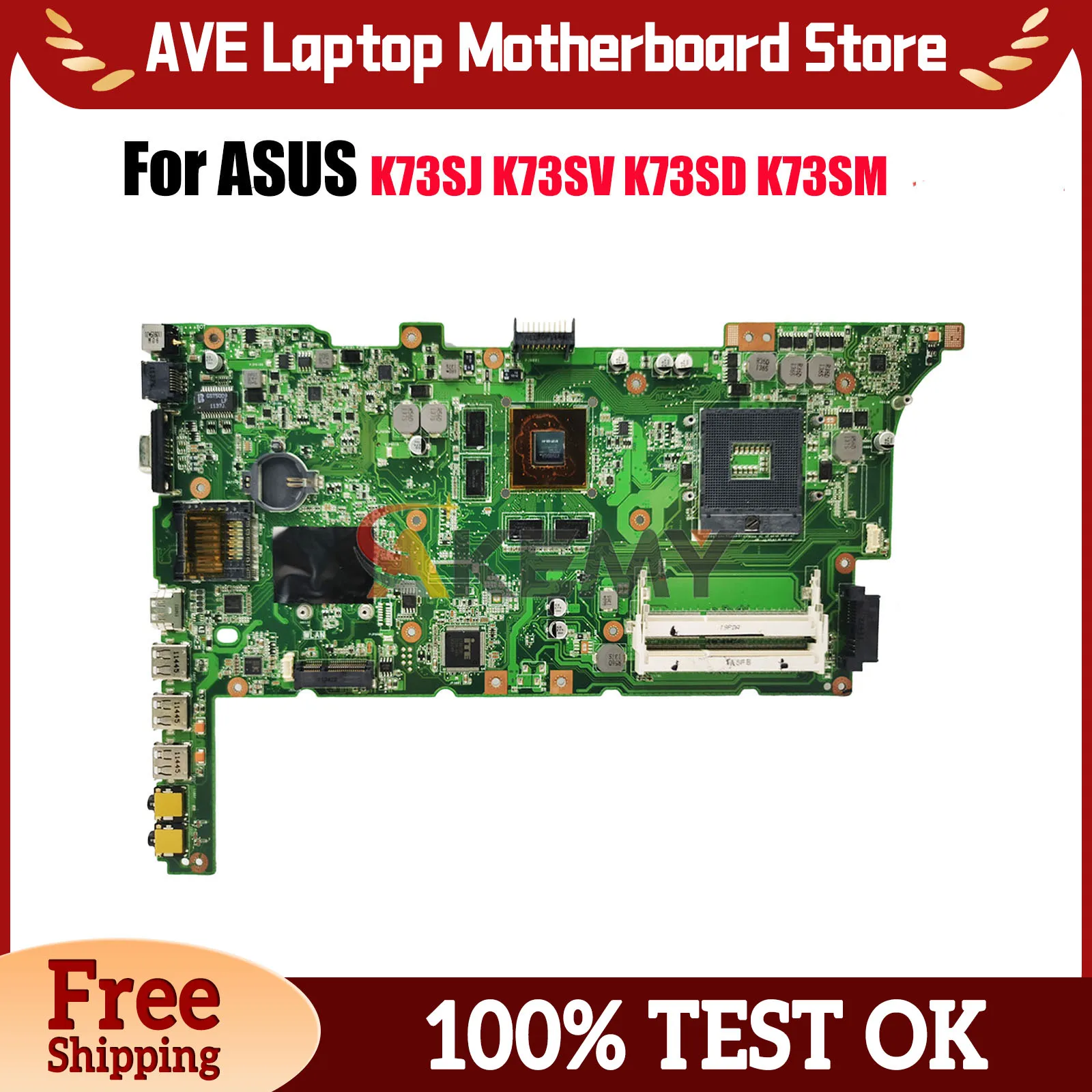 

K73SD Материнская плата для ноутбука ASUS K73SJ K73SD K73SV K73S K73SM Материнская плата для ноутбука в наличии 100% тестирование ОК быстрая доставка stk
