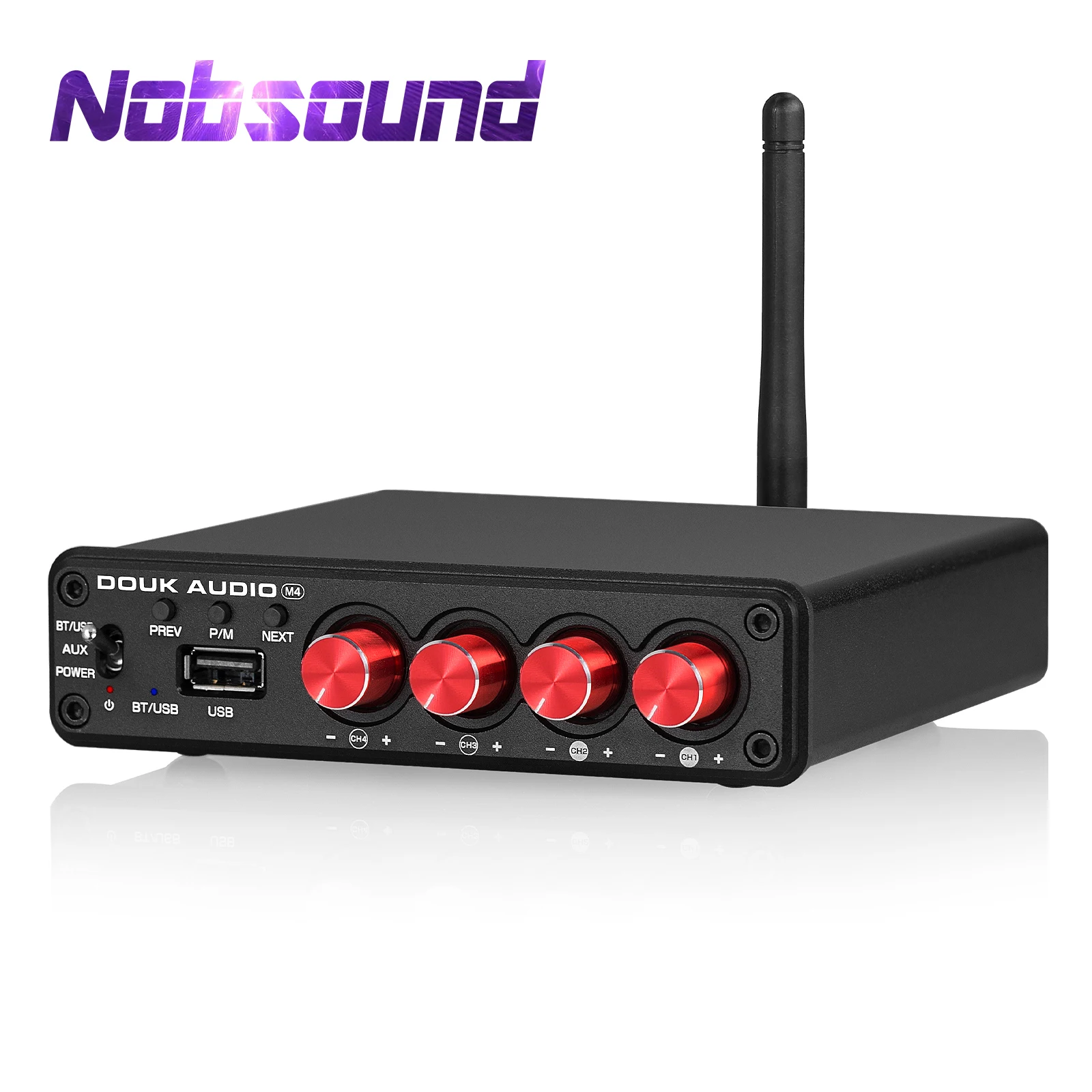 Nobsound HiFi Stereo Bluetooth 5.0 Digital Power Amplifier USB Music Player 2/4 Channel Home Multi Zone Audio Amp Receiver 50W*4