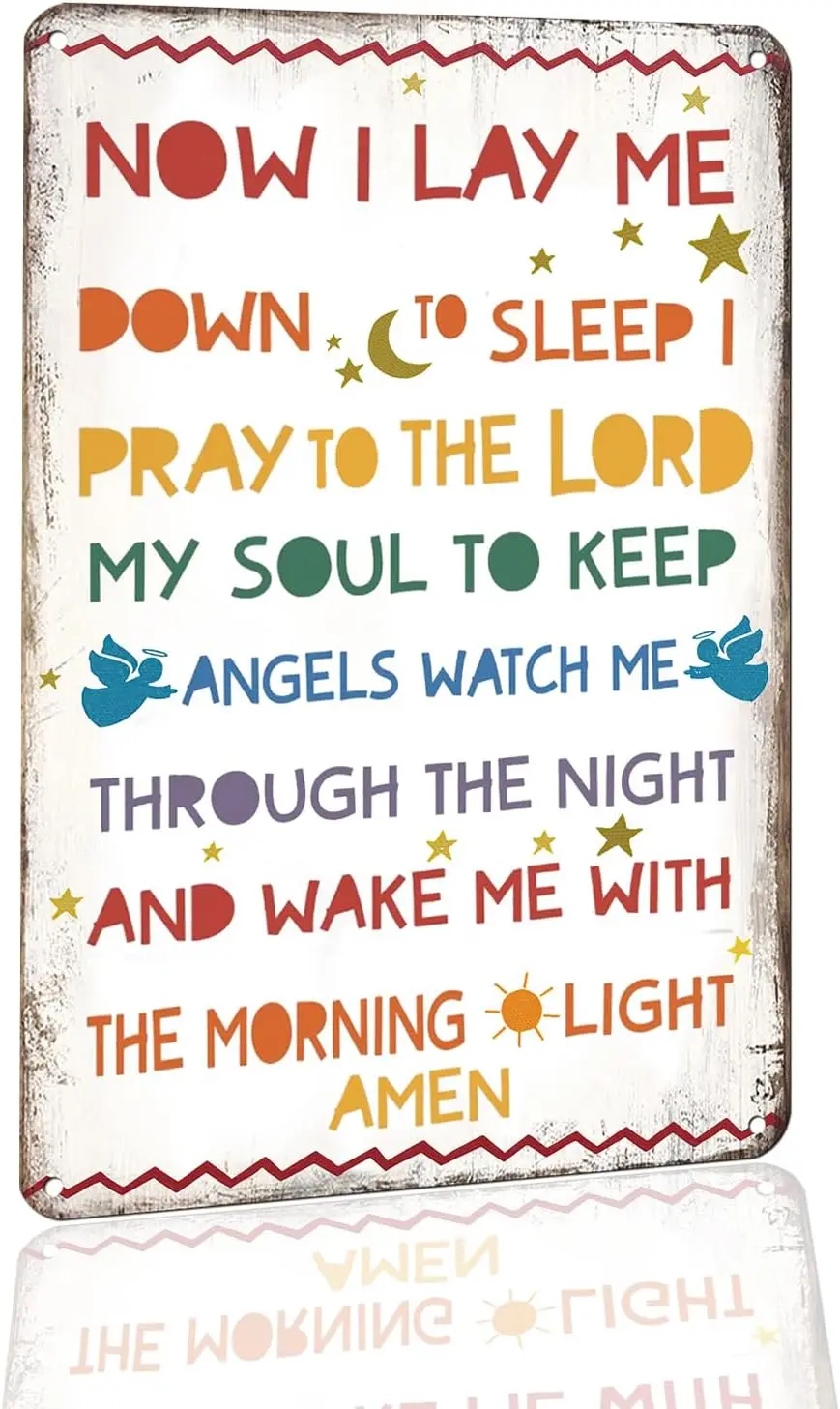Funny Metal Signs, Now I Lay Me Down to Sleep Prayer,  | Aluminum,Jesus Christ Bible Verse,Christian Wall Decor,Scripture Wall A