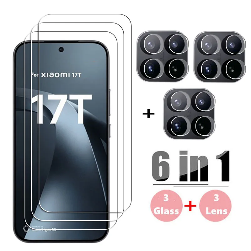 Película de Vidro Temperado Full Glue para Xiaomi 17T e Xiaomi 17T Pro, Protetor de Tela e Lente de Câmera para Celular Xiaomi 17T