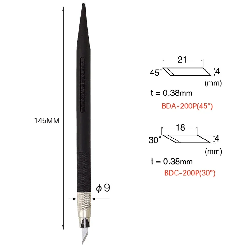 NT Cutter D-400 Precision Work Model Pen Knife with 10pcs Spare Blades BDC-200P BDA-200P Penknife Cutter Craft Art Carving Tools