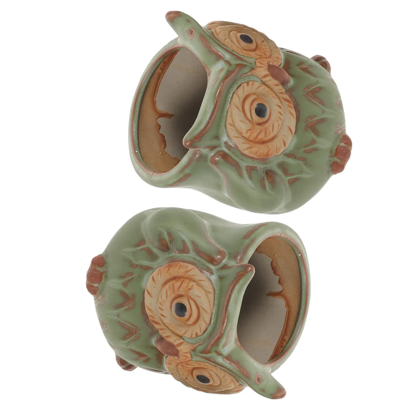 

2 шт. керамических горшков-сова для растений, суккулентов, дышащие цветочные горшки с дренажными отверстиями для дома, офиса, сада