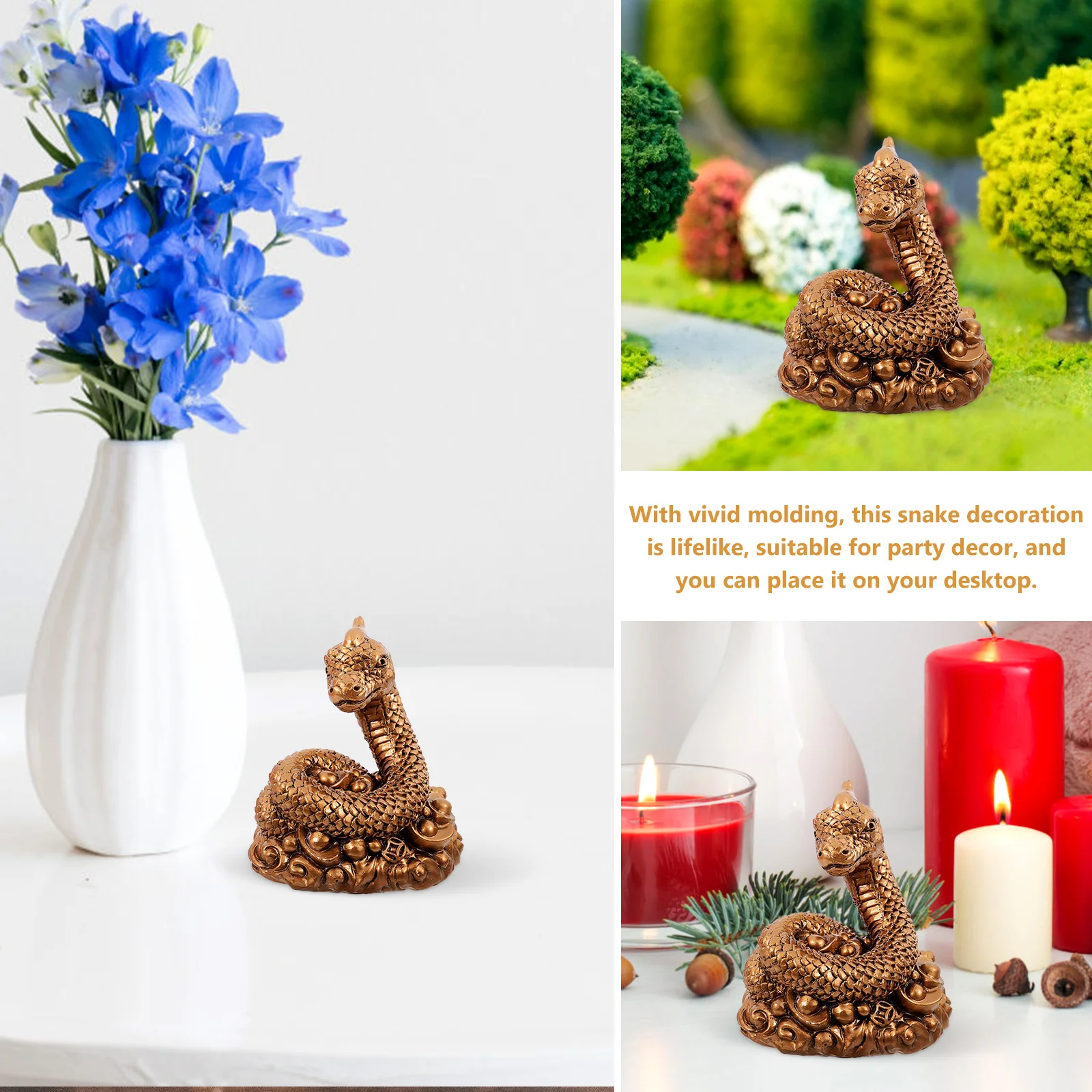 

Resin Snake Figurine Dark Brown Ingot Ornaments Crafts Decor New Year Gift Lifelike Zodiac Sculpture Desk Statues Home Decor