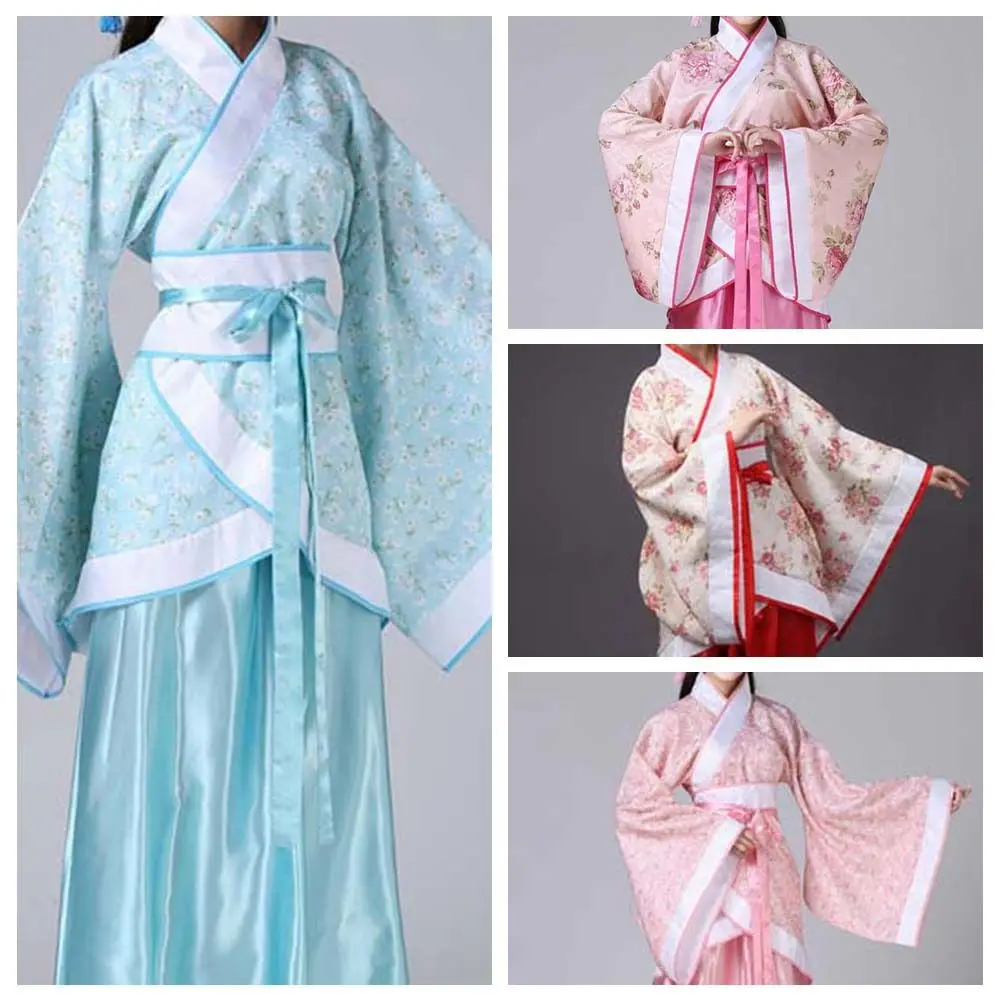 

Stage Costumes Chinese Hanfu Skirt Flower Embroidery Performance Cosplay Dress Chinese Ancient Dress Han Tang Dynasty