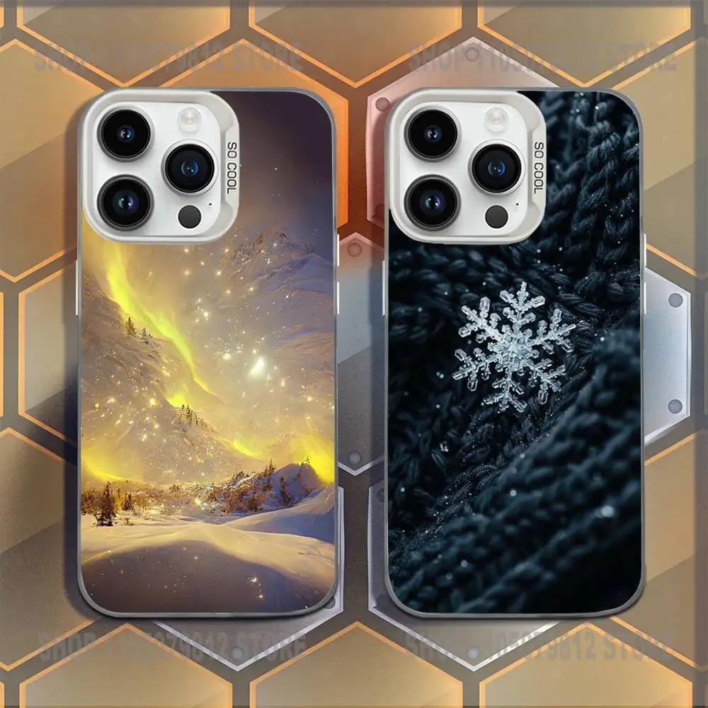 

Winter Christmas Snowflake Phone Case For iPhone 17,16,15,14,13,12,11,Mini,Pro,E,MAX White Candy Matte Shockproof Cover