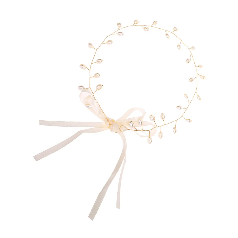 

Pearl Wedding Headband Handmade Ribbon Bride Bridesmaid Headpiece Bridal Prom Hair Accessories Lightweight Hairband
