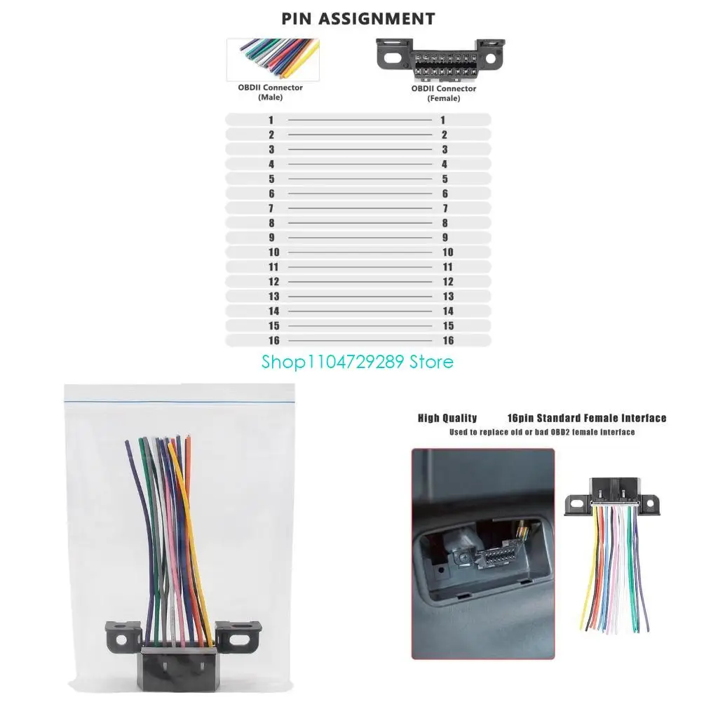 

D8KE 10CM DIY 16PIN J1962 OBD2 Удлинительный кабель Женский разъем Automotive Car Diagnostic Harnes