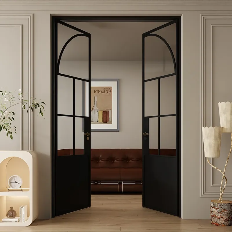 Republic of China Style Old Steel Window Door French Retro Lattice Glass Door for Old Bungalow Villa Living Room Balcony