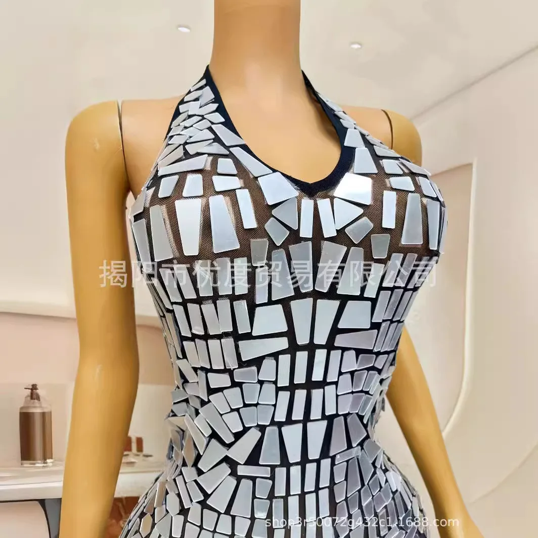 Heavy Industry Sleeveless Neck Halter Lenses Jumpsuit Female Singer Night DJ Reception Party Performance Mirror Ring Ever Pretty