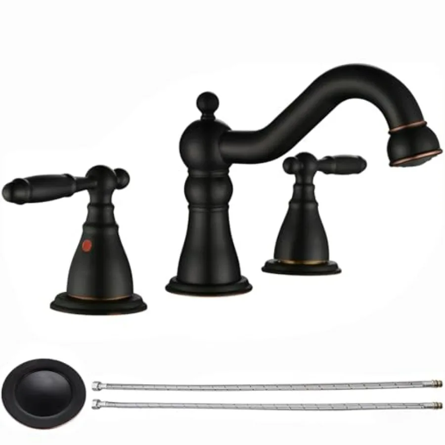 

Смеситель для раковины в ванную комнату, 3-х ручковый, из бронзированной стали, с двойной ручкой, 8-дюймовый, с сливом