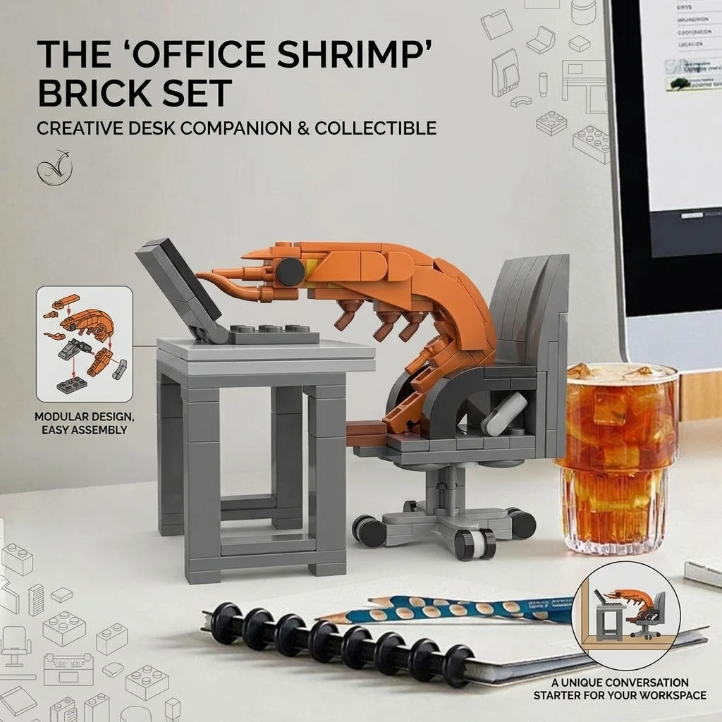 Creative Shrimp Model Building Blocks Set Adult/Kids Puzzle Toy Desktop Ornaments Crayfish MOC Bricks Working Model Gift