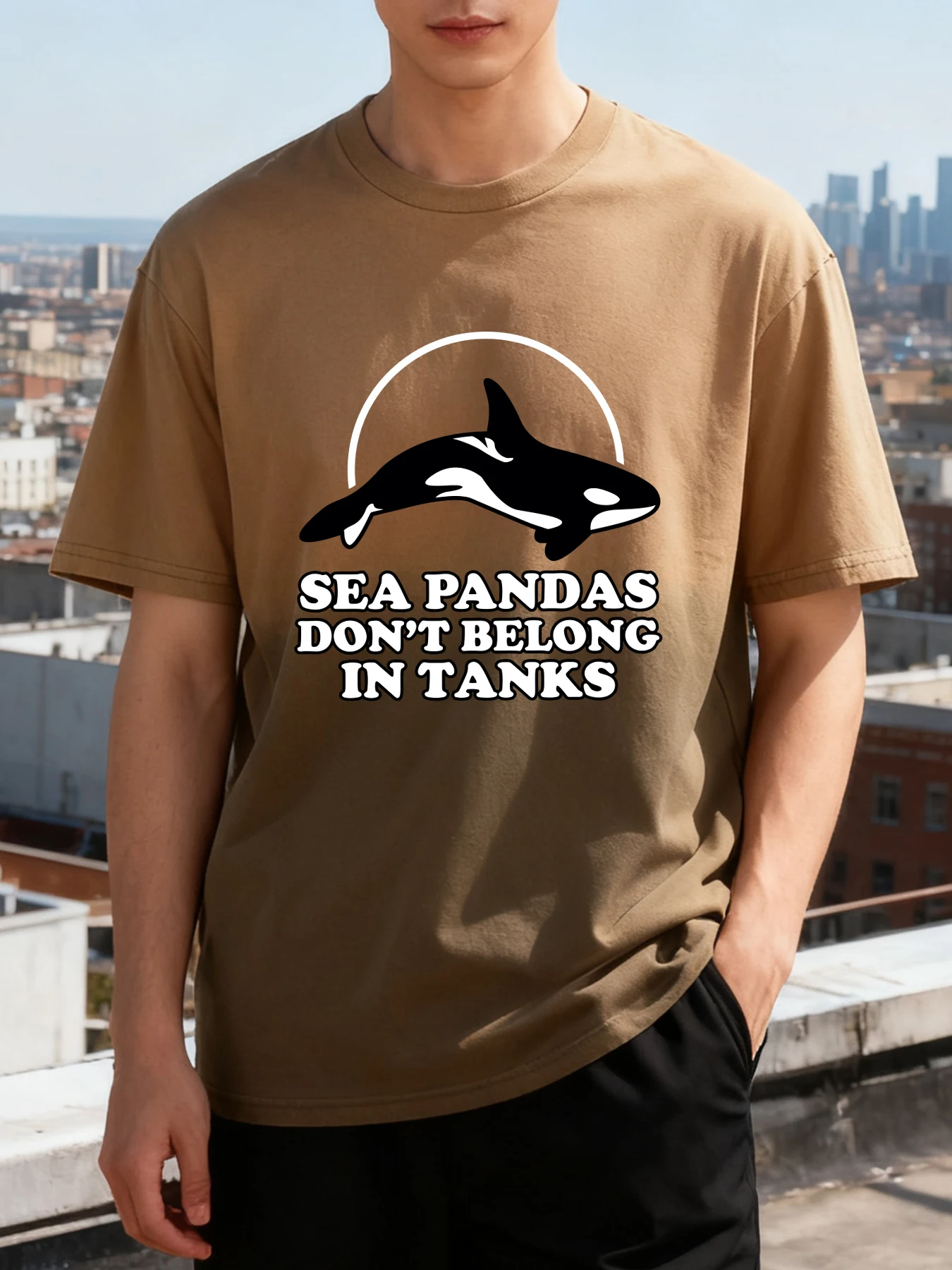 

Sea Pandas Don'T Belong In Tanks Print Tie-Dye T Shirts Mens Summer New T-Shirt Breathable Vintage Tee Tops Cotton Short Sleeve
