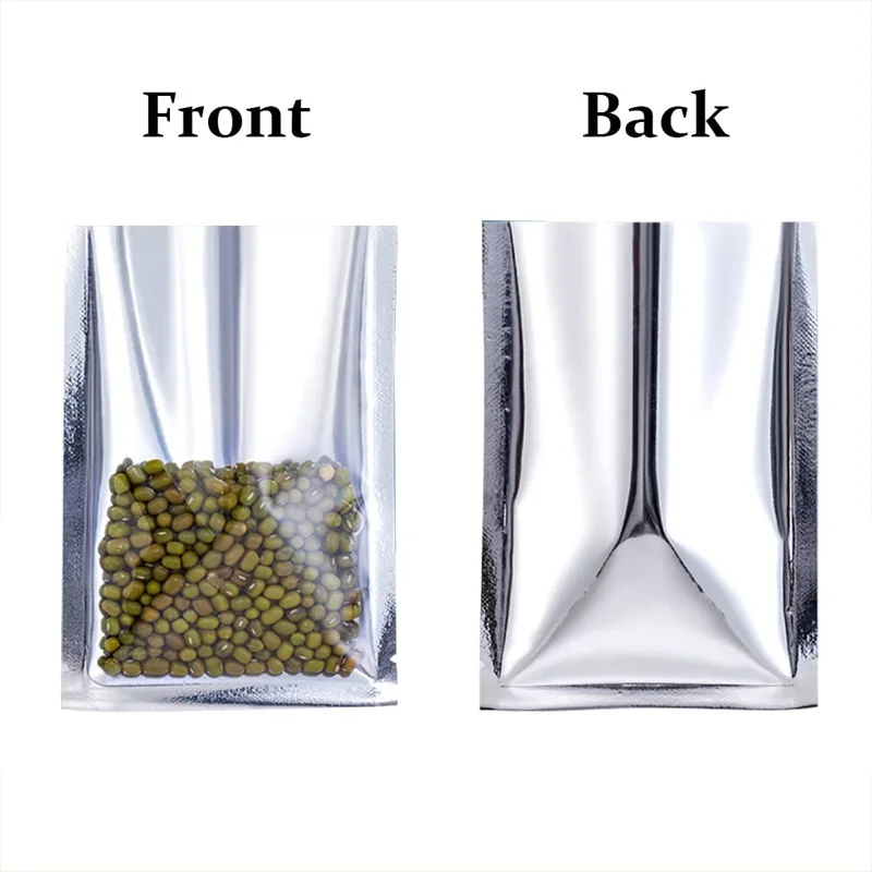 2000Pcs/Lot Transparent Open Top Silver Aluminium Bags for Food Packing Clear Plastic Mylar Heat Seal Vacuum Packaging Bags