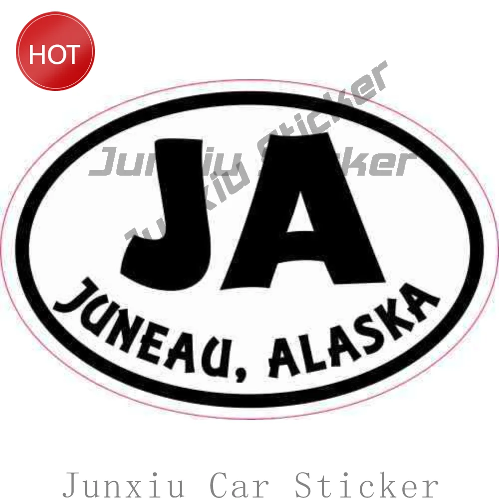 Oval JA Juneau Alaska Vinyl Sticker For Van Window And Suitcase Destination Theme Decal For Travelers And Souvenir Collectors