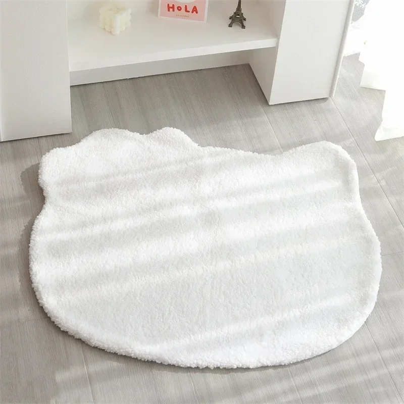 Hello Kitty-Polymères de sol en peluche coordonnants pour la décoration de la chambre, tapis de maison, salon, salle de bain, grande tête, doux,