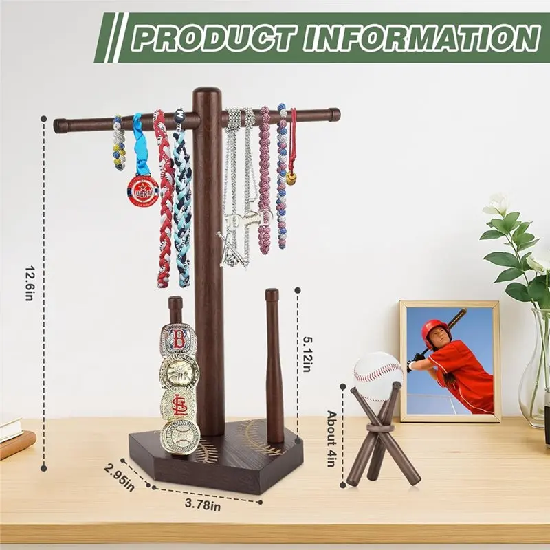 AT43-support d'anneau de Baseball et de collier goutte à goutte, présentoir d'anneau de Baseball ou de Softball en bois avec support de Baseball