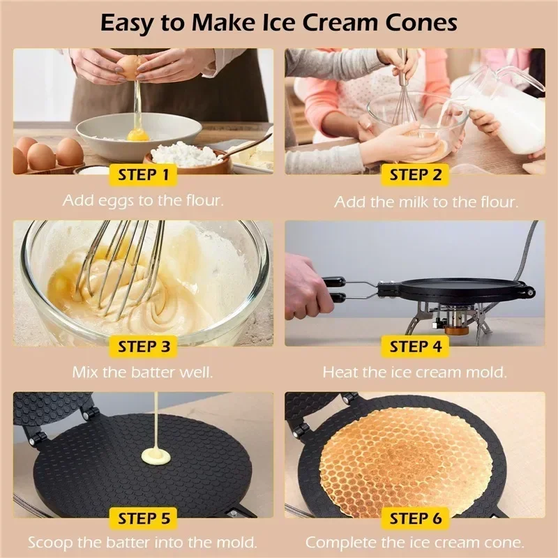 22cm Waffles for The Baking Pan Cake Ice Cream Cone Maker Bakeware Egg Roll Baking Pan Non-Stick Omelet Mold Baking Pastry