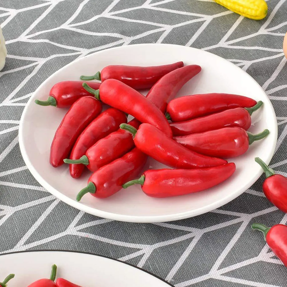 40Pcs Artificial Pepper Simulation Fake Chili Decor Photo Prop Home Restaurant Food Shop Display Fake Pepper Food