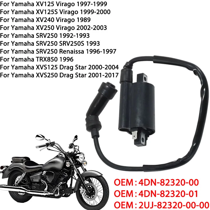 

Ignition Coil Assy For Yamaha XV125 XV125S XV240 XV250 Virago SRV250 SRV250S Renaissa 4DN-82320-00 4DN-82320-01 2UJ-82320-00-00