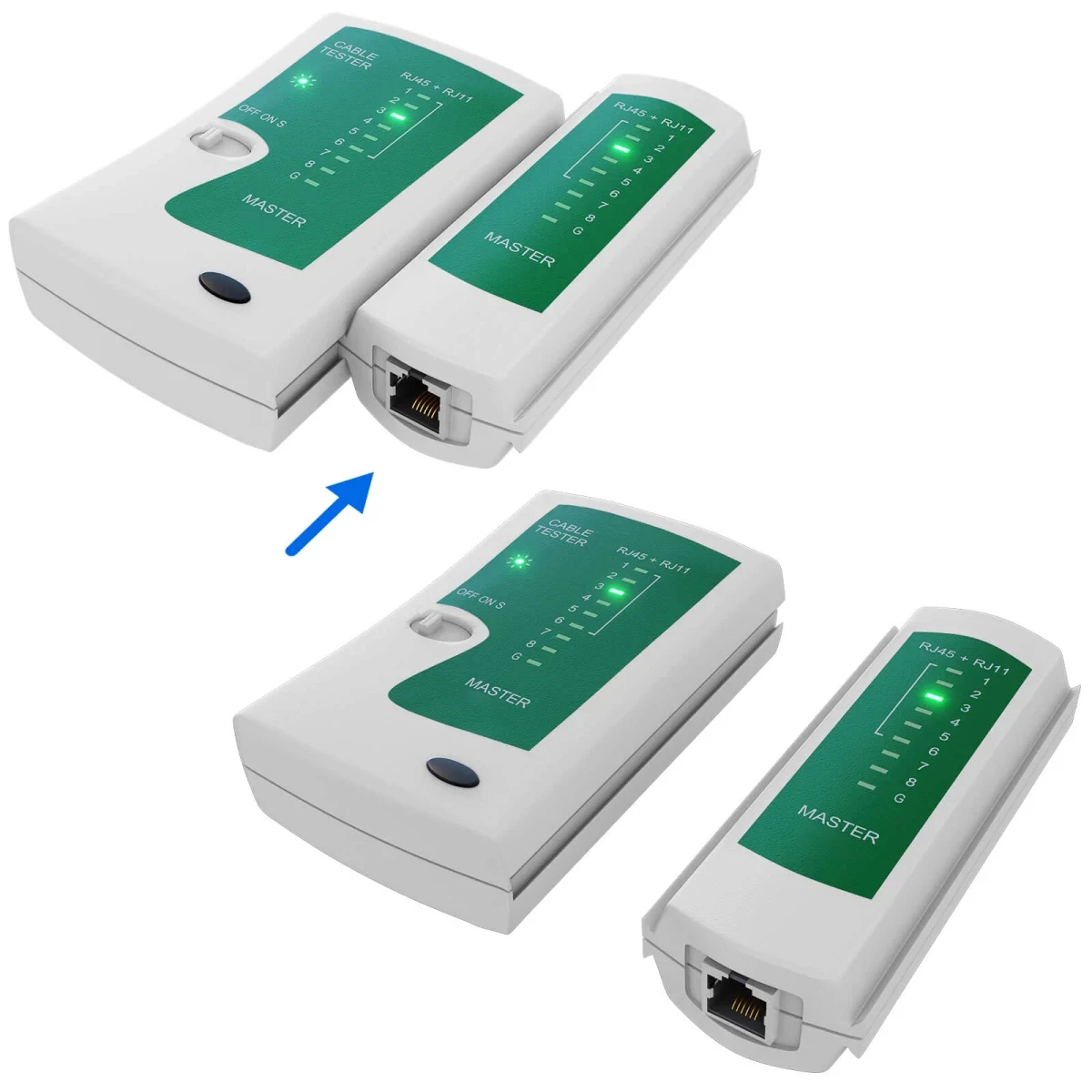 جهاز اختبار كابل إيثرنت لشبكة ZOERAX RJ45 لـ LAN Cat5 Cat5e Cat6 Cat6a Cat7 UTP/كابل محمي وRJ11 RJ12