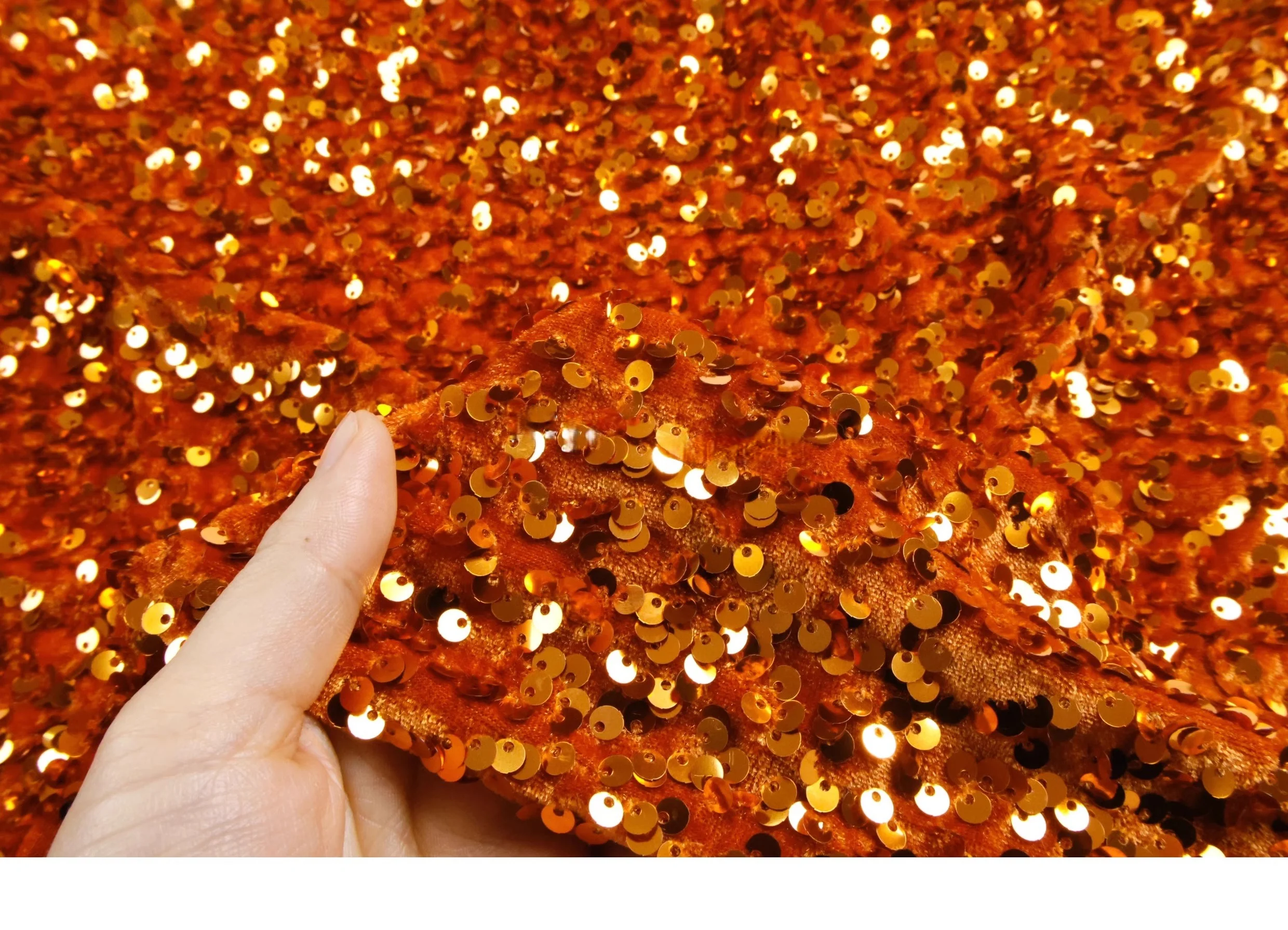 Ярко-оранжевая эластичная глянцевая драпировка с блестками и вышивкой, бархатная ткань, шитье платья, праздничное платье, дизайнерская ткань «сделай сам»