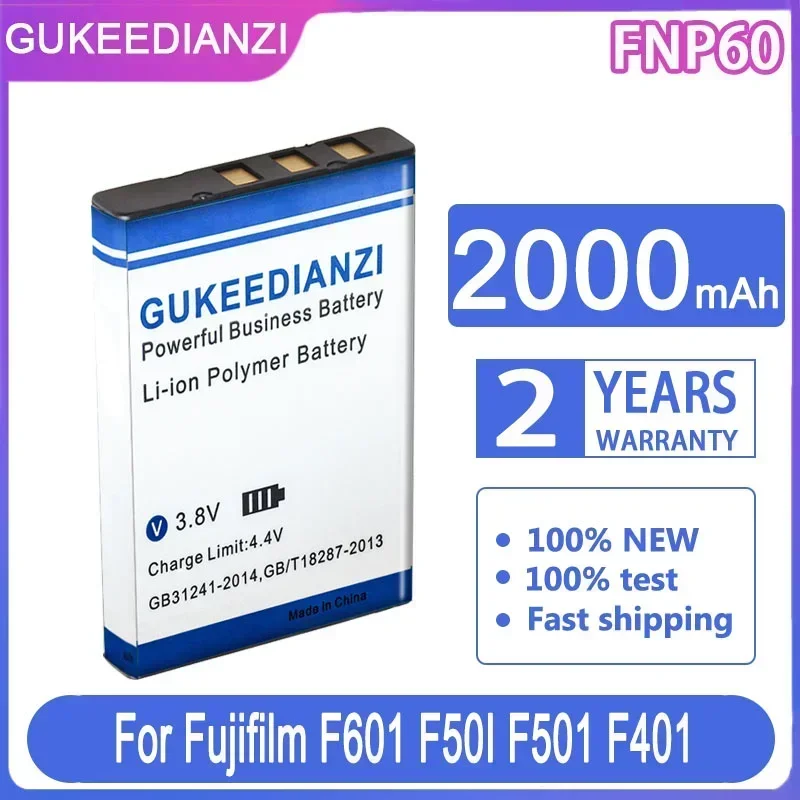 GUKEEDIANZI Battery  2000mAh FNP60 NP60 SLB 1137 1037 K5000 D-Li2 Li-20B CNP-30 For Fujifilm F601 F50I F501 F401 ZOOM F410 F601Z