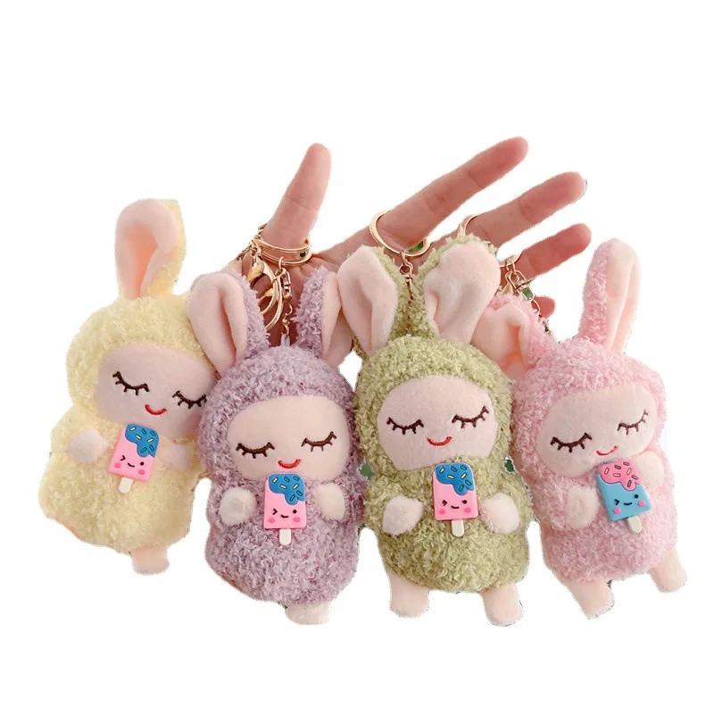 Peluche mignonne en forme de lapin qui mange de la glace pour couple, pendentif en forme de continent, jouet créatif et amusant pour décorer, nouveauté