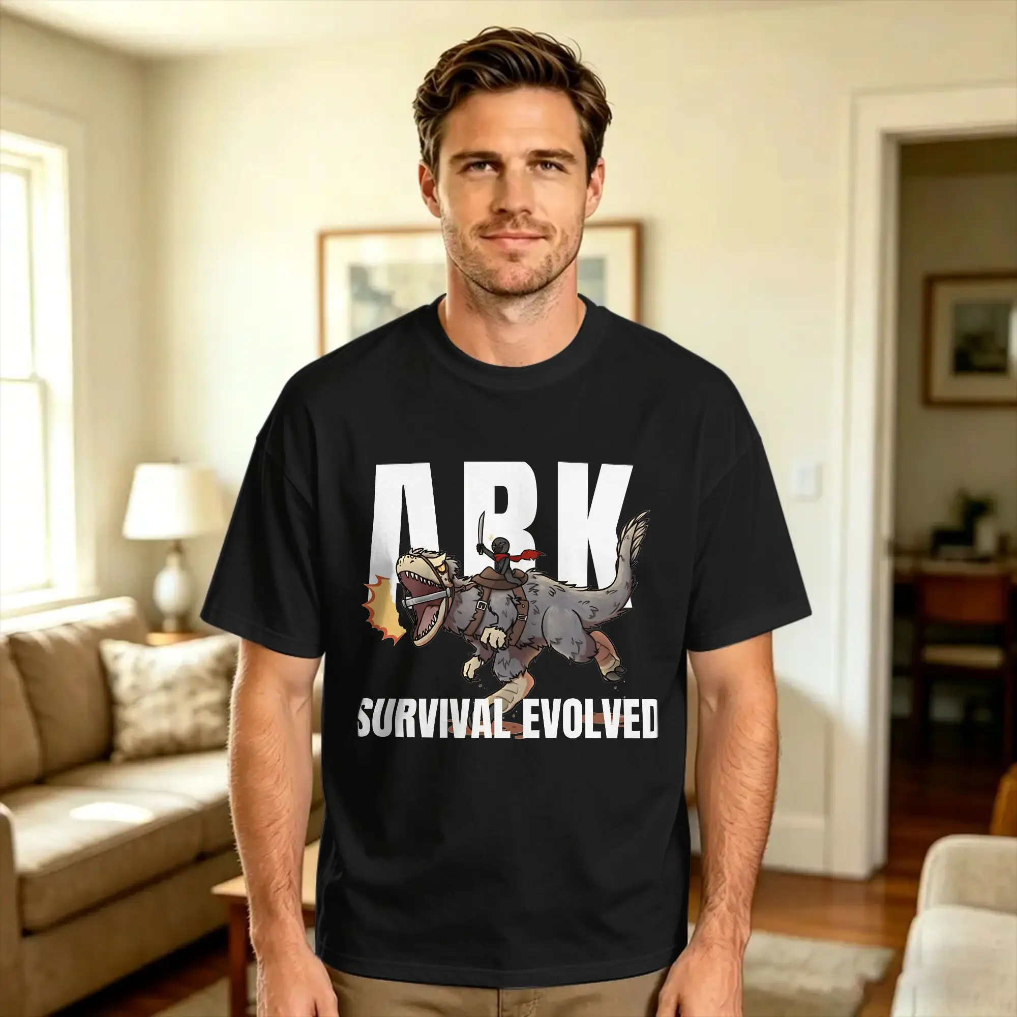 T-shirt Harajuku Beach Ark Survival Evolved Yutirannus, T-shirt à la mode en pur coton pour homme, superbes hauts à manches courtes