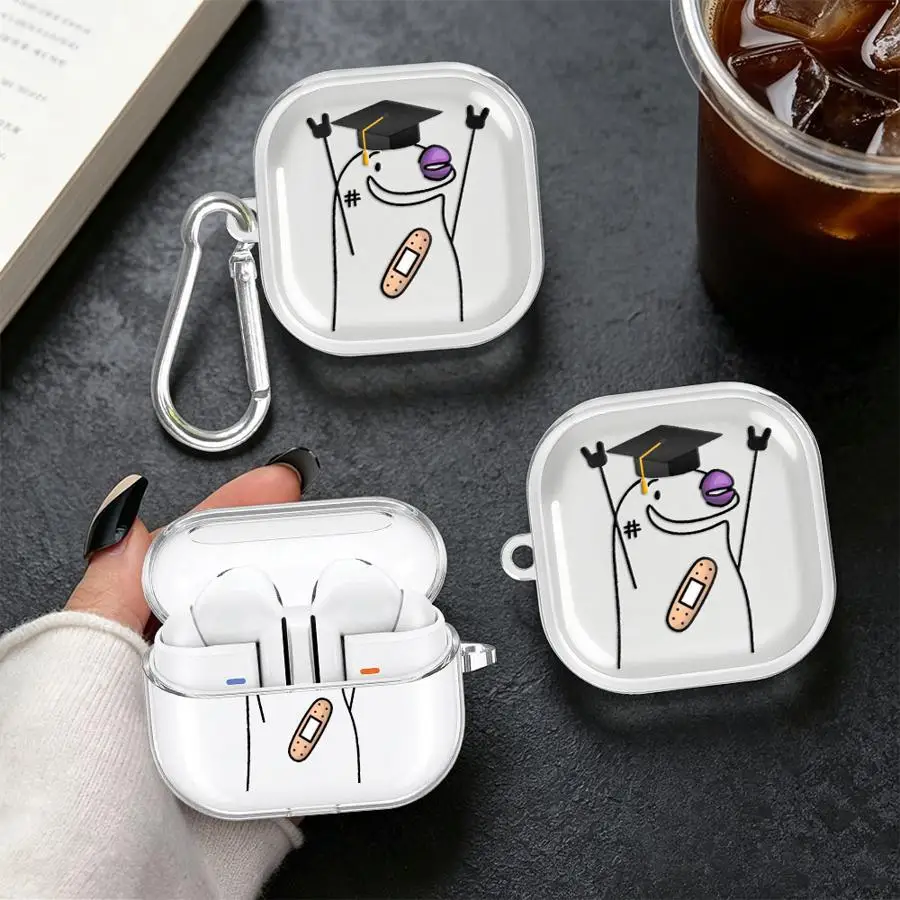 Clear Earphone Cases Cover With Hook Case For Samsung Galaxy Buds 4Pro 3 FE 2 3Pro Live 4 Pro 2Pro Cartoon Characters