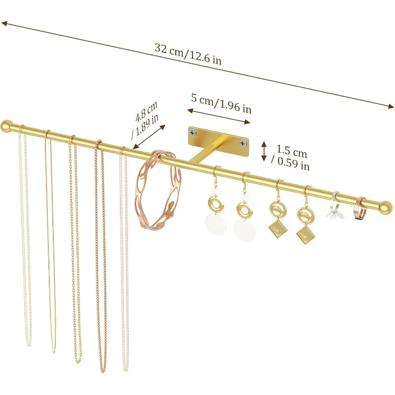 

Wall mounted jewelry storage: 12.6-inch earrings, bracelets, rings, headbands, glasses necklace holder