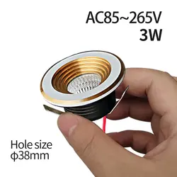 Mini foco empotrable de 38mm, luz LED de techo interior de 3w, 110v, 220 voltios, luz descendente pequeña antideslumbrante con juego de controladores