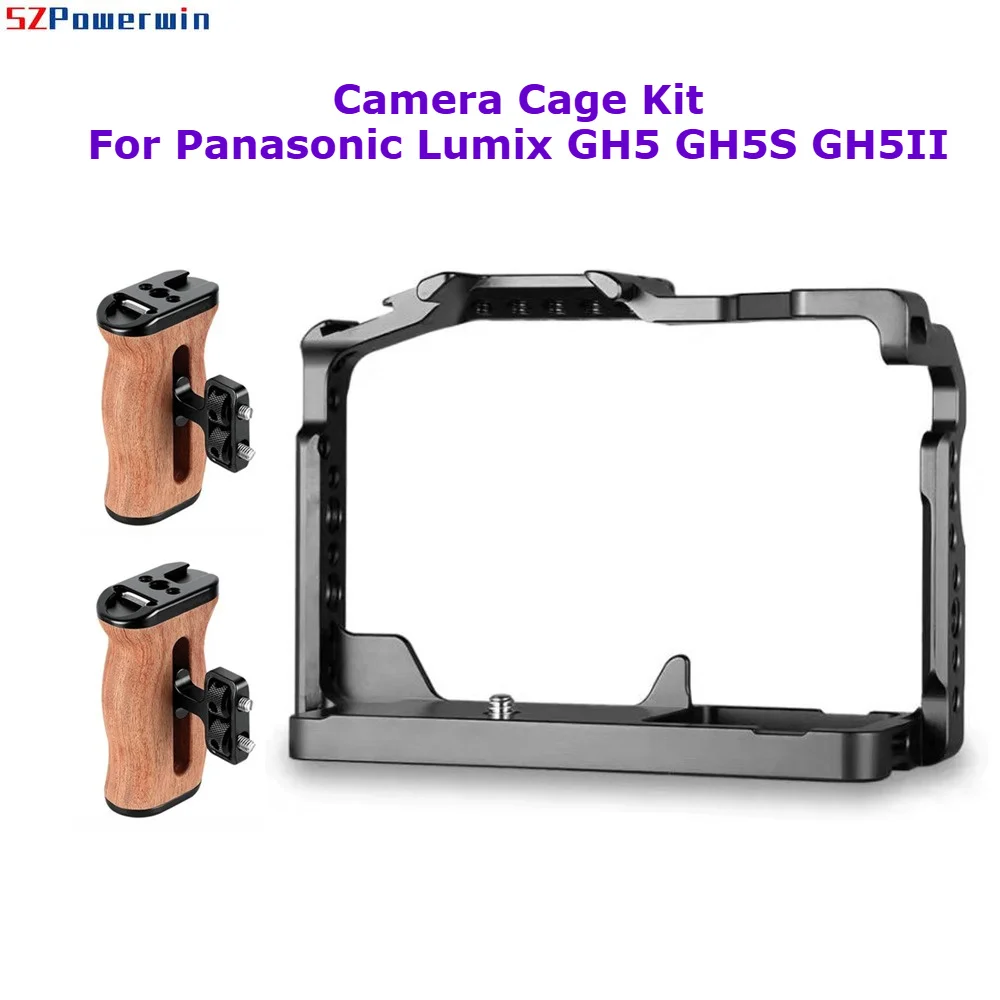 

SZpowerwin For Panasonic Lumix GH5 GH5S GH5II Camera Cage Kit With 1/4' 3/8' Threads Holes and Cold Shoe Plate Mount Kit